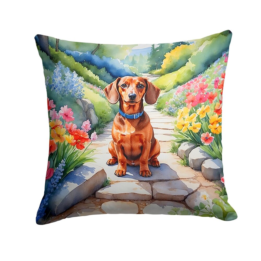 9217 Spring Path Throw Pillow, 18Hx18W, Dachshund 6613